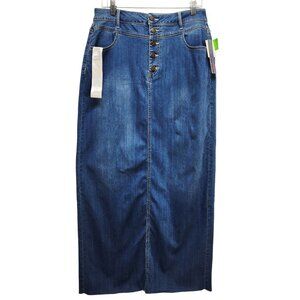 Womens Denim Button-Front Midi Skirt By Inseltown Size 13 Vintage  High-Waisted